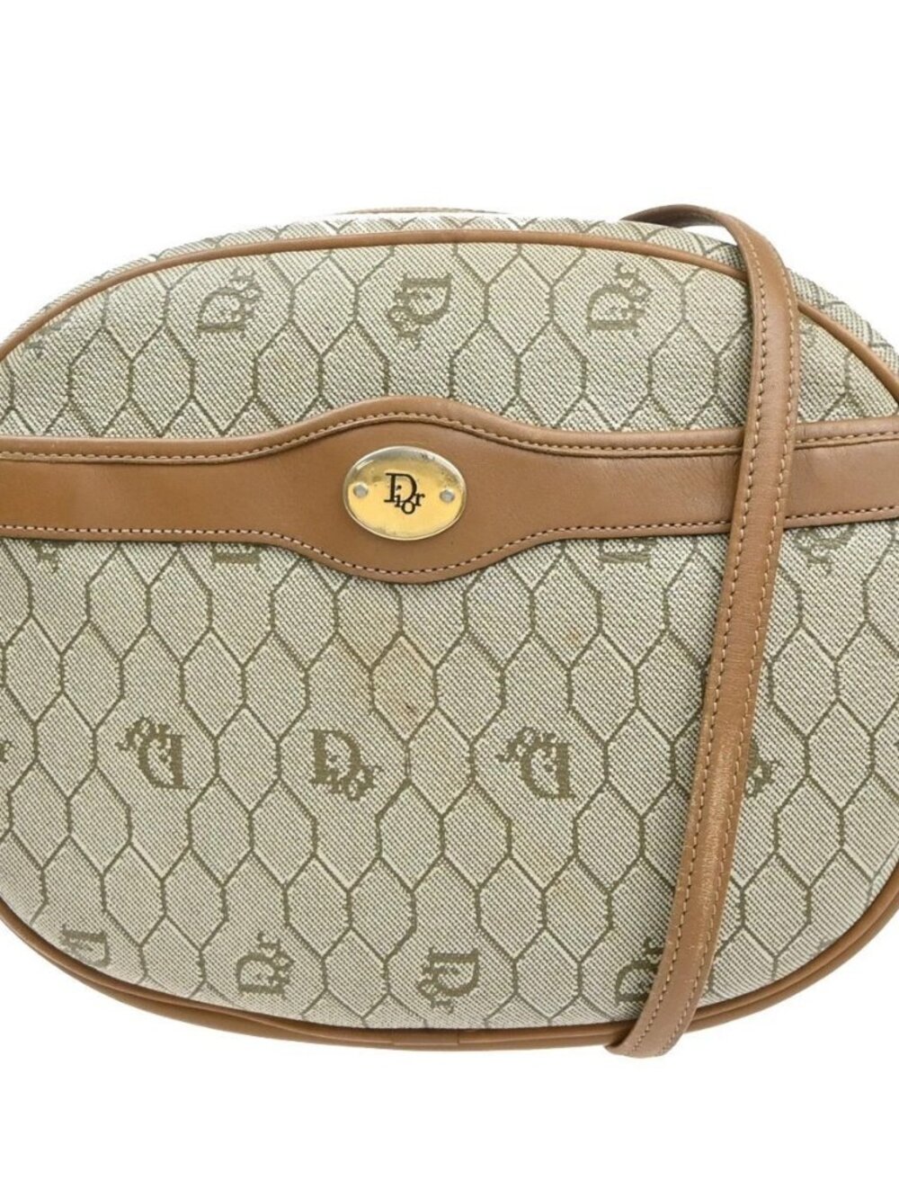 CHRISTIAN DIOR Logo Honeycomb Shoulder Bag PVC Leather BE BN GHW France 69MA651